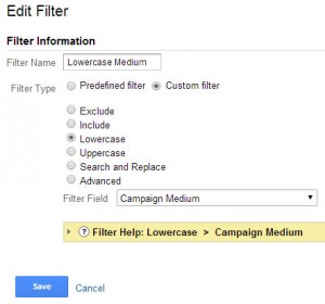 Lowercase Campaign Medium Filter