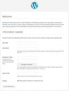 Installing WordPress Step 1