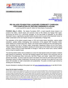 Rio Salado Foundation Press Release Rio Salado Foundation Press Release