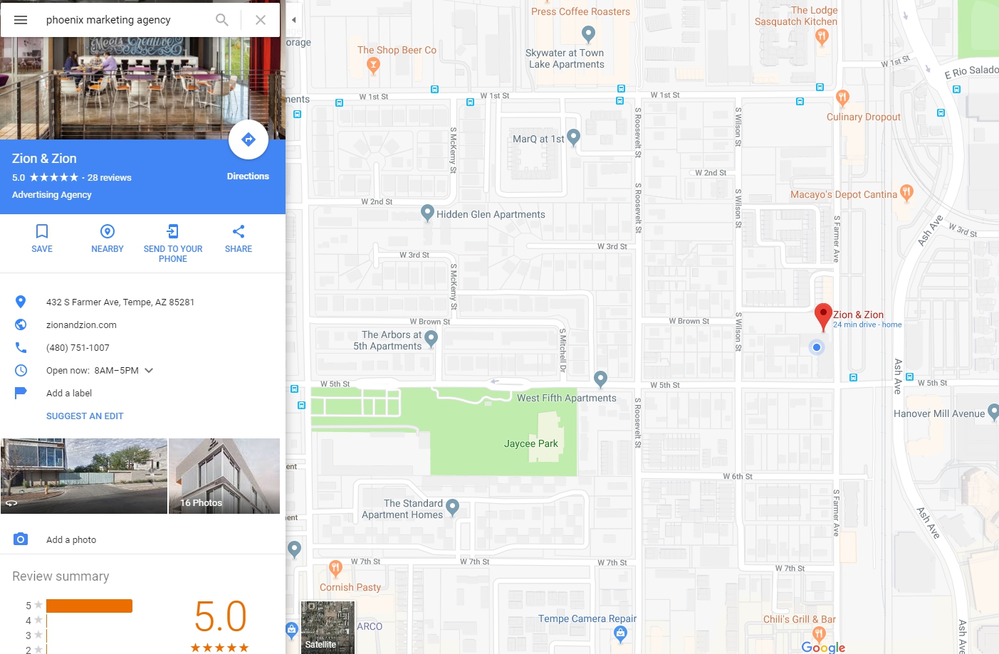 the local listings in google