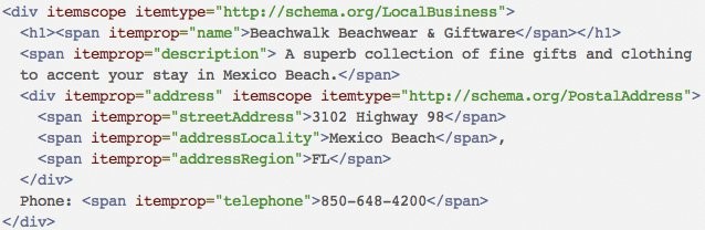 the schema microdata of a website