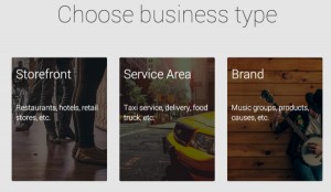 Google Business Pages Type Options