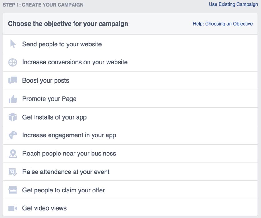 Choosing Ad Goal