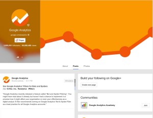 Google Analytics' Google+ Profile