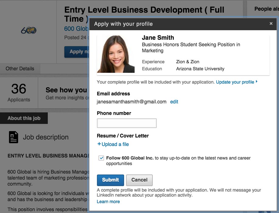 Applying for a Job with LinkedIn Applying for a Job with LinkedIn