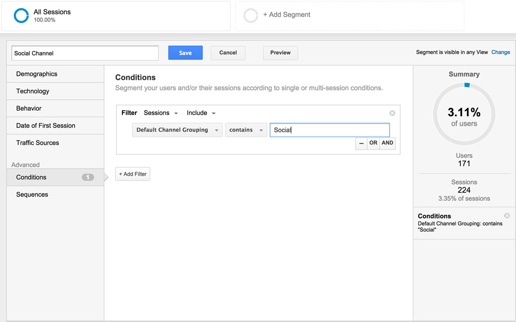 Google Analytics Social Segment Google Analytics Social Segment
