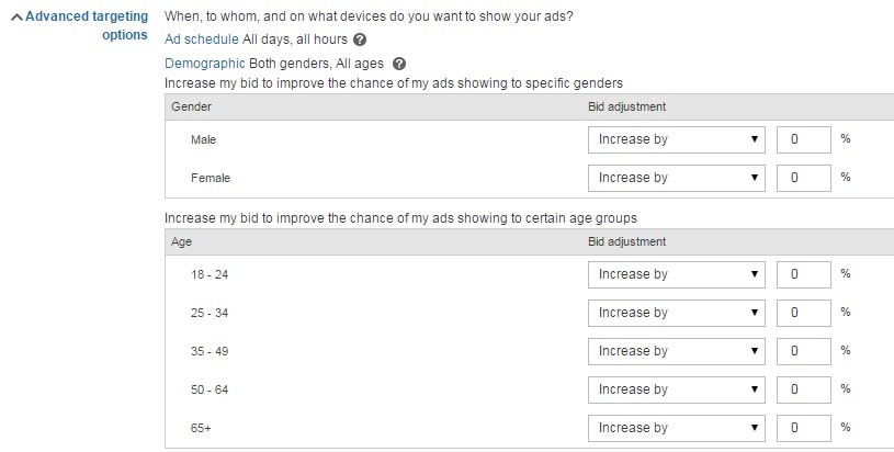 Demographic Targeting Bing Ads