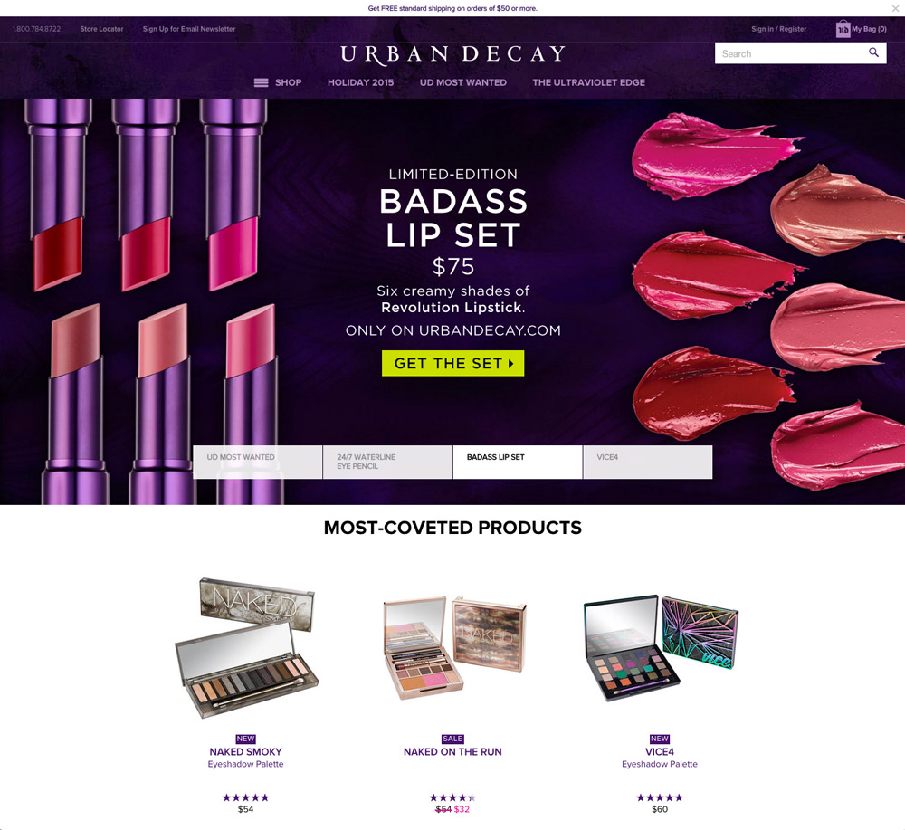 Urban Decay Homepage Colors