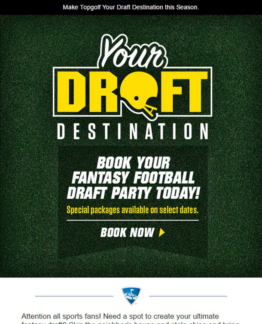 Topgolf email example