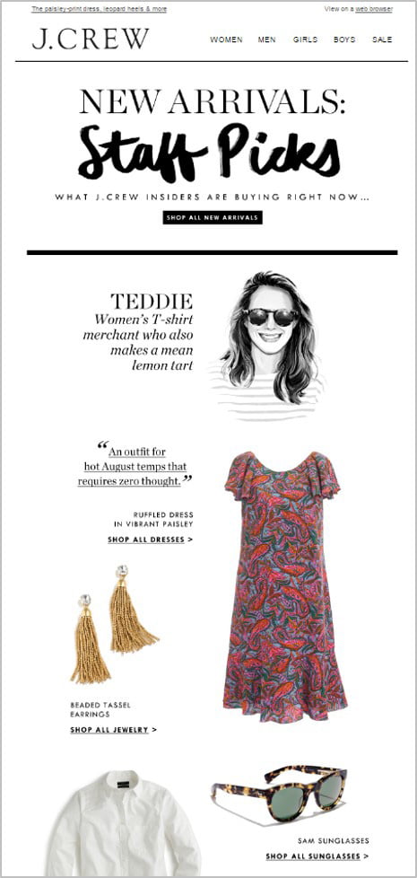 j crew email example graphic