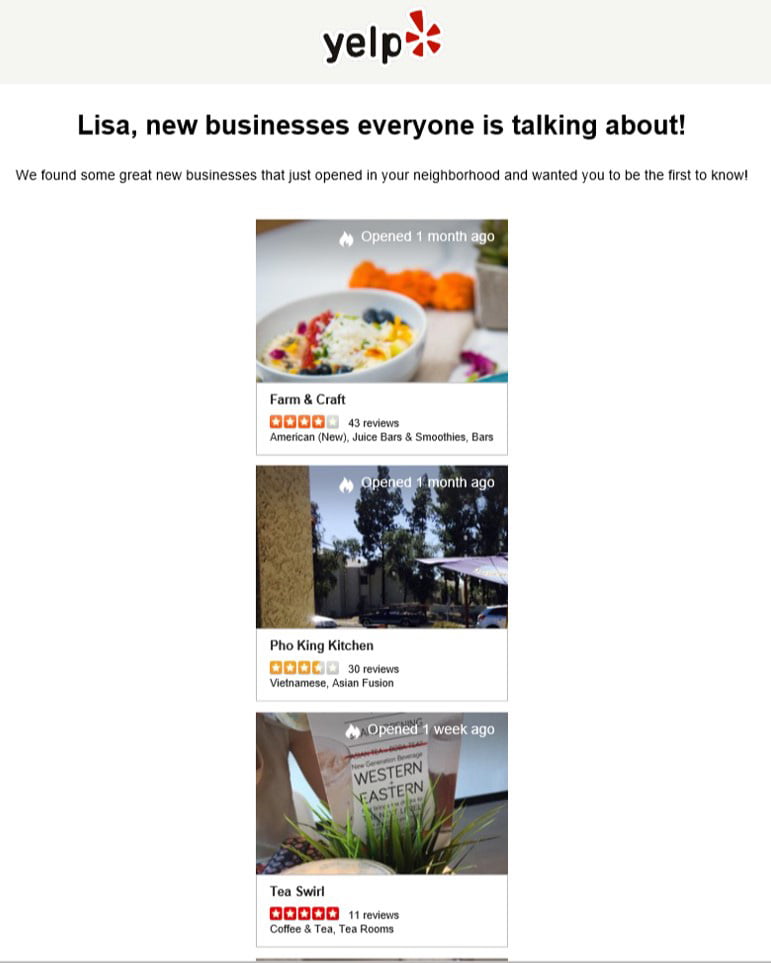 yelp email example graphic