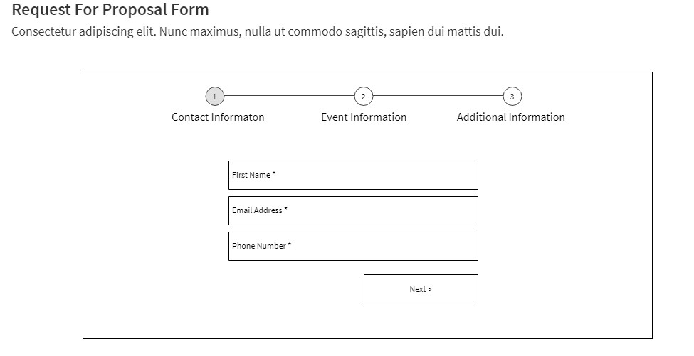 wireframe example of long form