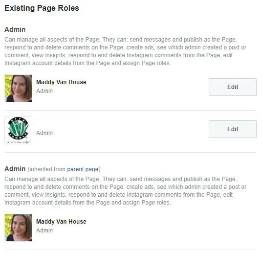 fb page roles