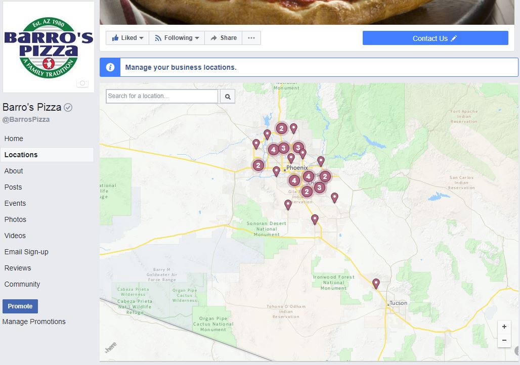 location pages on fb