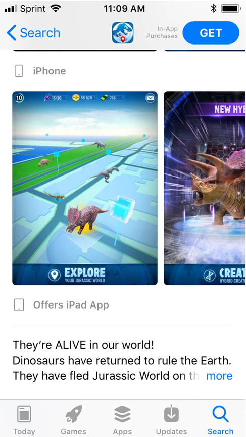 jurassic world alive app