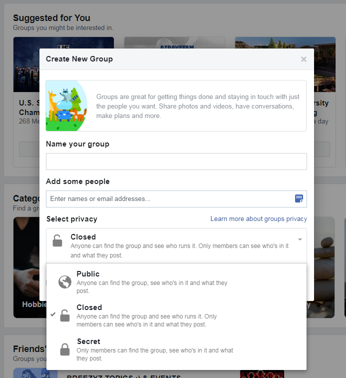 Facebook Groups Example: UX Writing