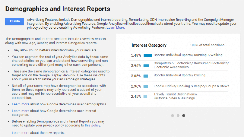 Turn On Demographics | Google Analytics