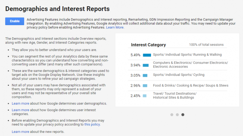Turn On Demographics | Google Analytics