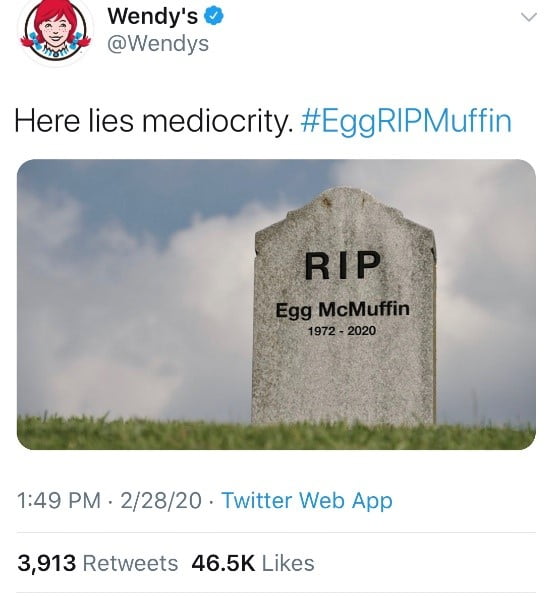 Wendy's Tweet Example | Authentic and Personal Social Media Marketing