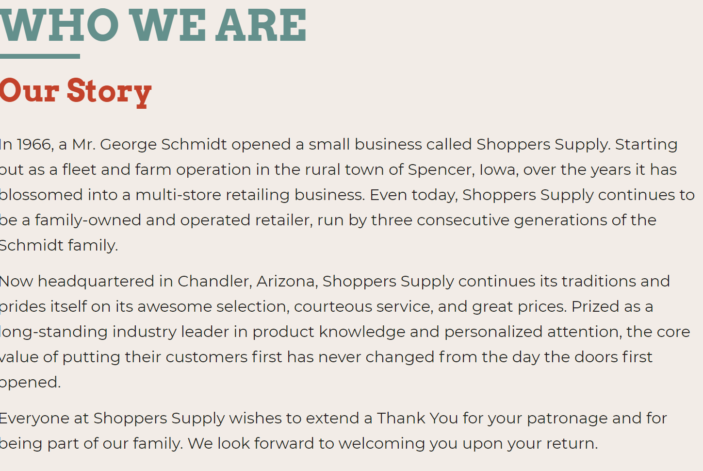 Shoppers Supply Our Story Example | The Importance of an “About” Page, and How to Make Yours Stand Out