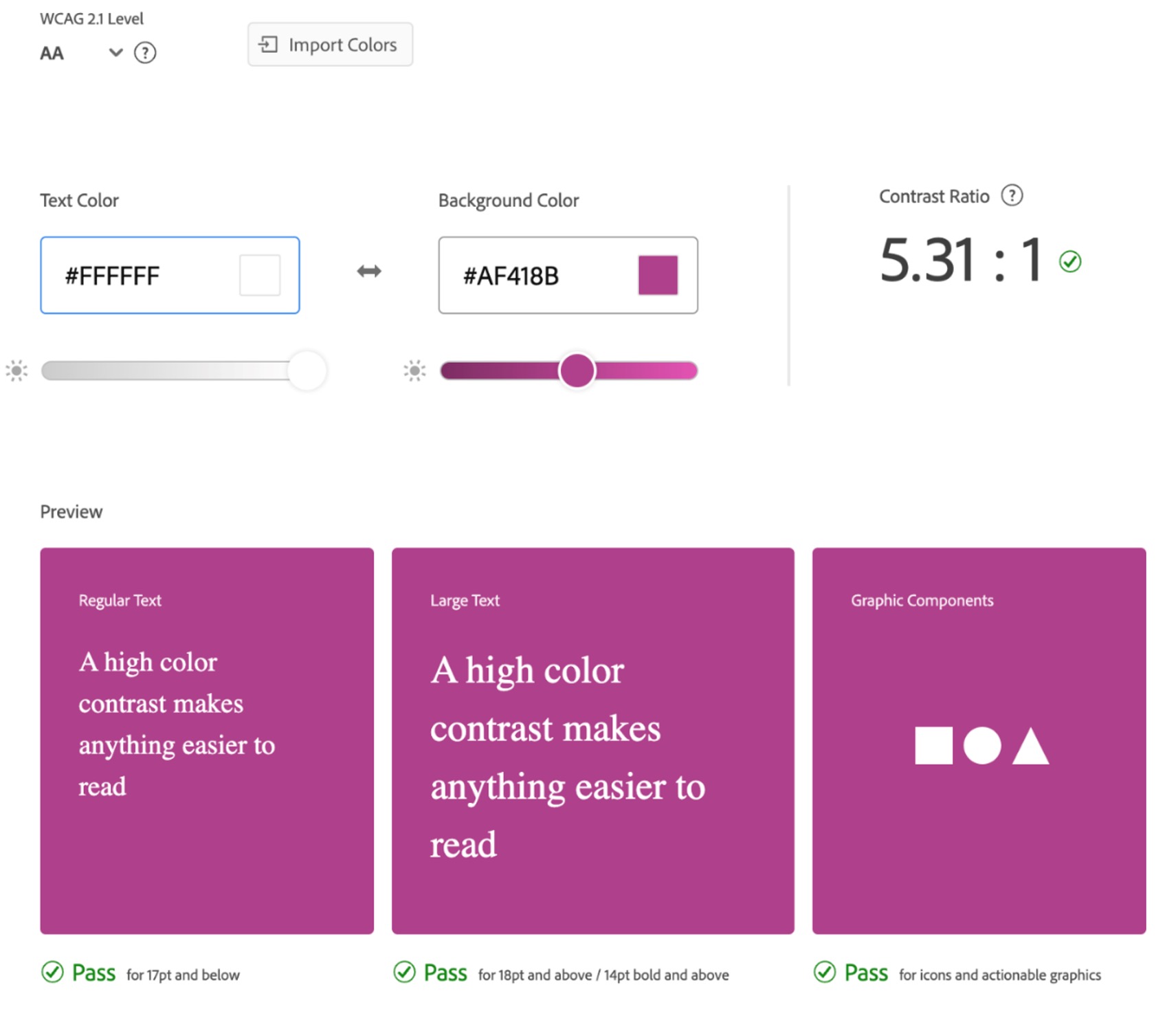 example of adobe's contrast checker