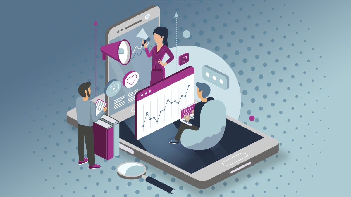 figures analyzing media reports on mobile and desktop.