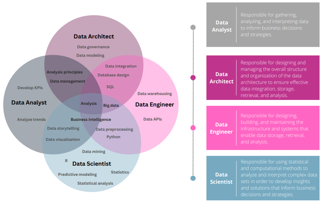 venn diagram of the different roles that makeup a robust data team