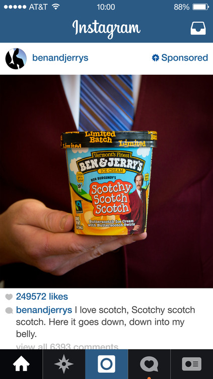 Ben and Jerrys Instagram Ads Example