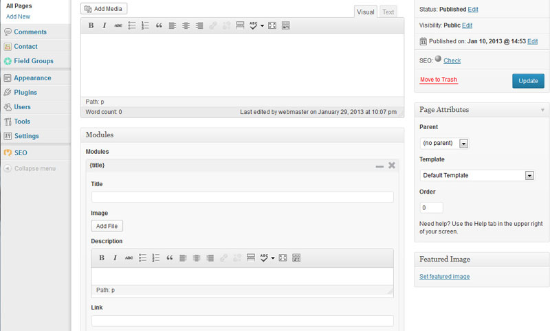 WordPress Content Editor WordPress Content Editor