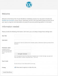 Installing WordPress Step 1 Installing WordPress Step 1