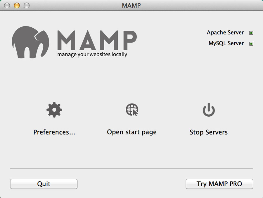 MAMP Main Screen