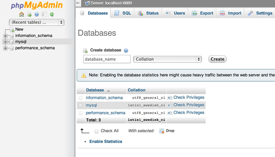 phpMyAdmin allows users to create and manage databases that are related to their local server
