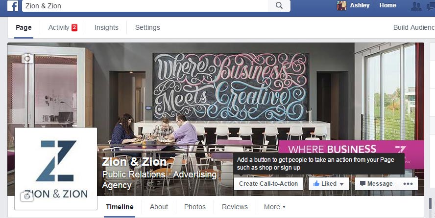Facebook Create Call-to-Action Button