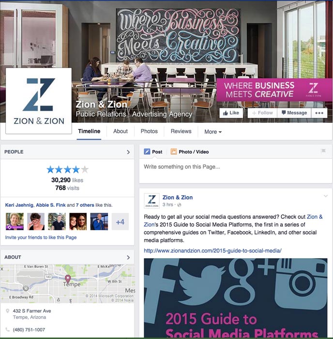 Desktop View of Zion & Zion Facebook's Page