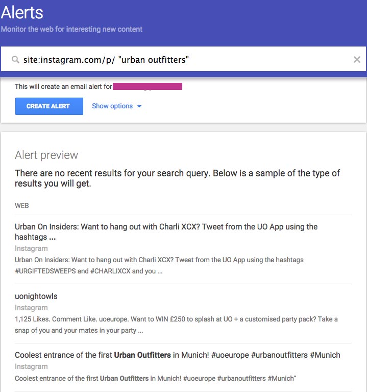 Google Alerts for Instagram