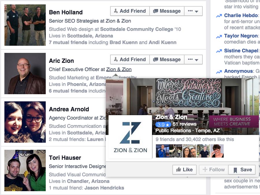 Linking Page to Profile