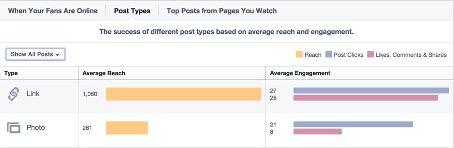 Facebook Insights Post Type