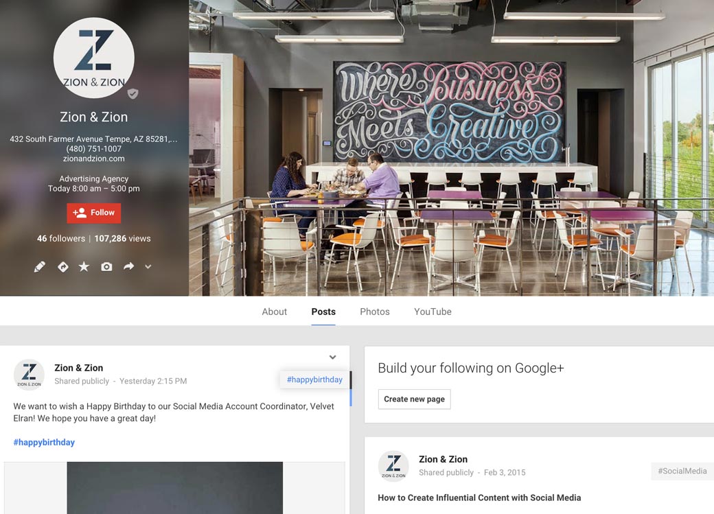 Google Plus Desktop View