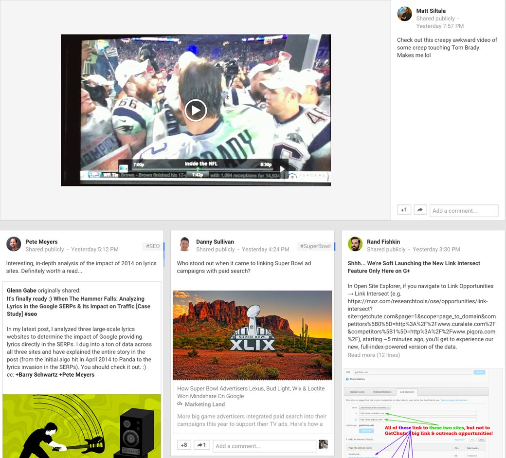 Google Plus Page Newsfeed