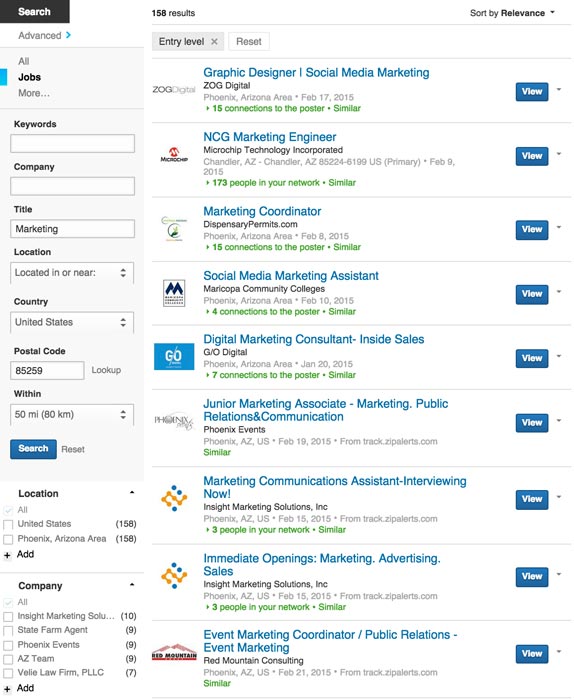 LinkedIn Job Search Listings