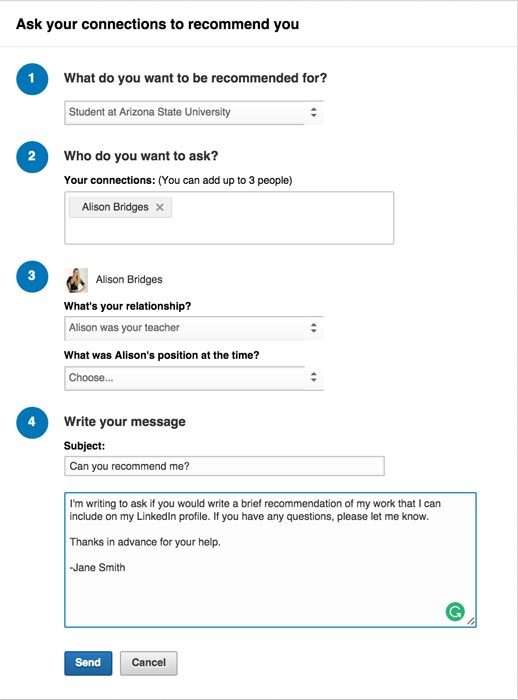 Request LinkedIn Recommendations