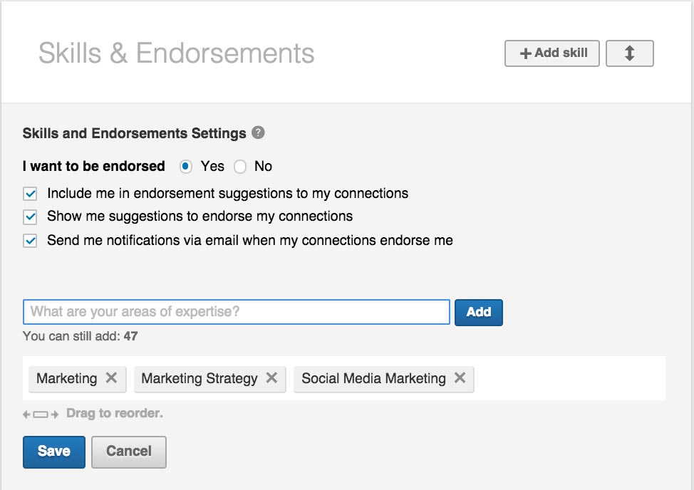 Listing Your Skills and Endorsements