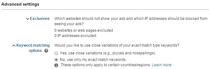 Bing Ads Keyword Matching