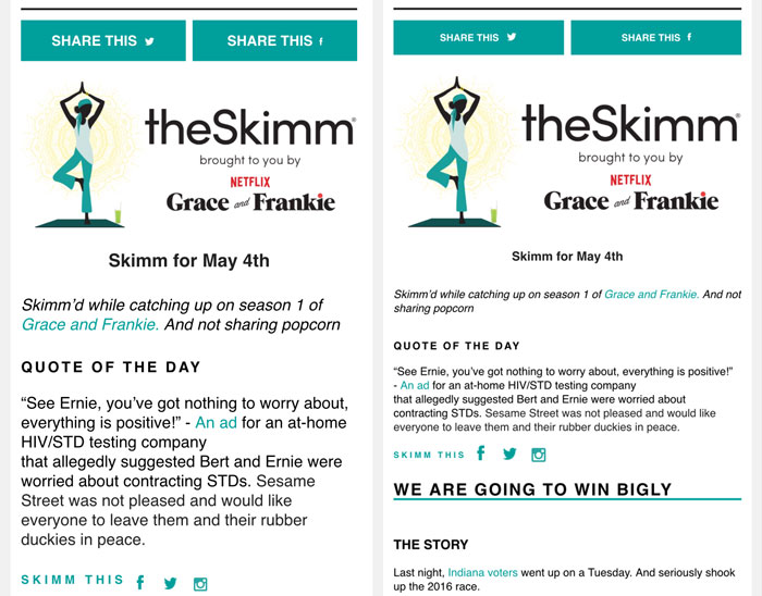responsive skimm code