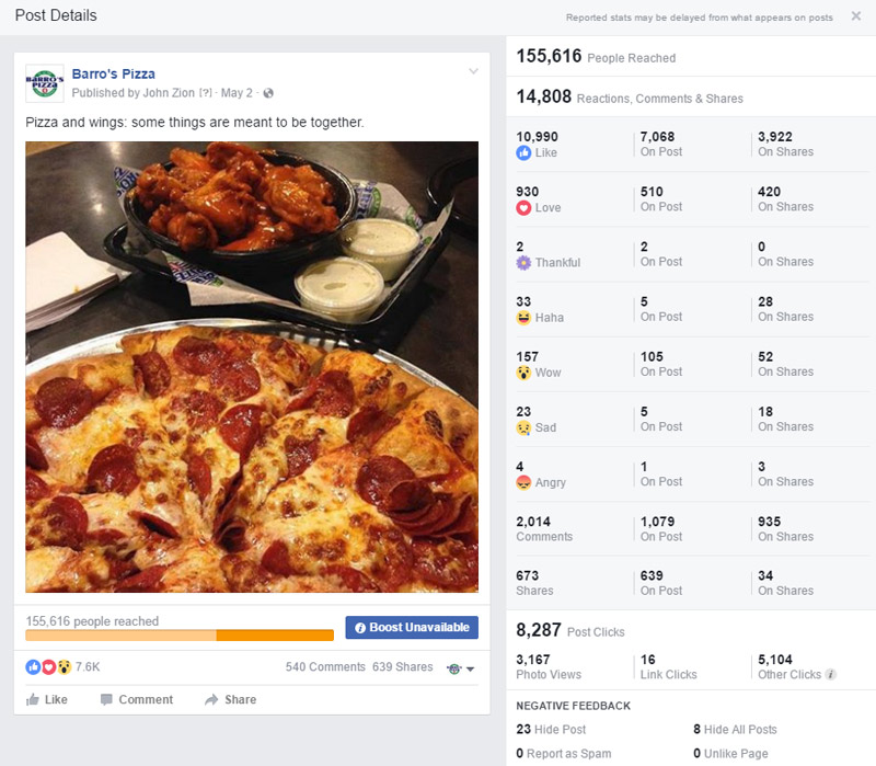 screenshot from facebook