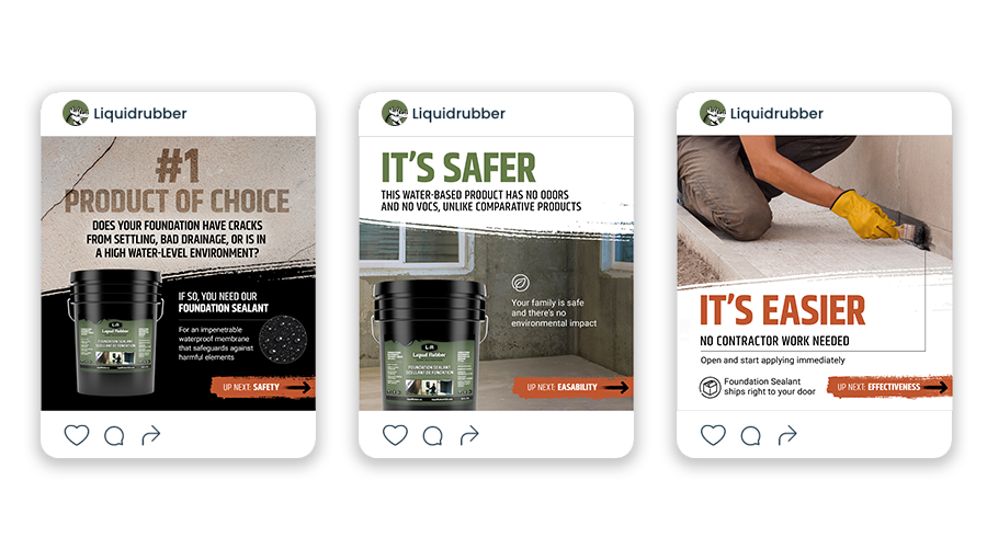 Social media posts for Liquid Rubber