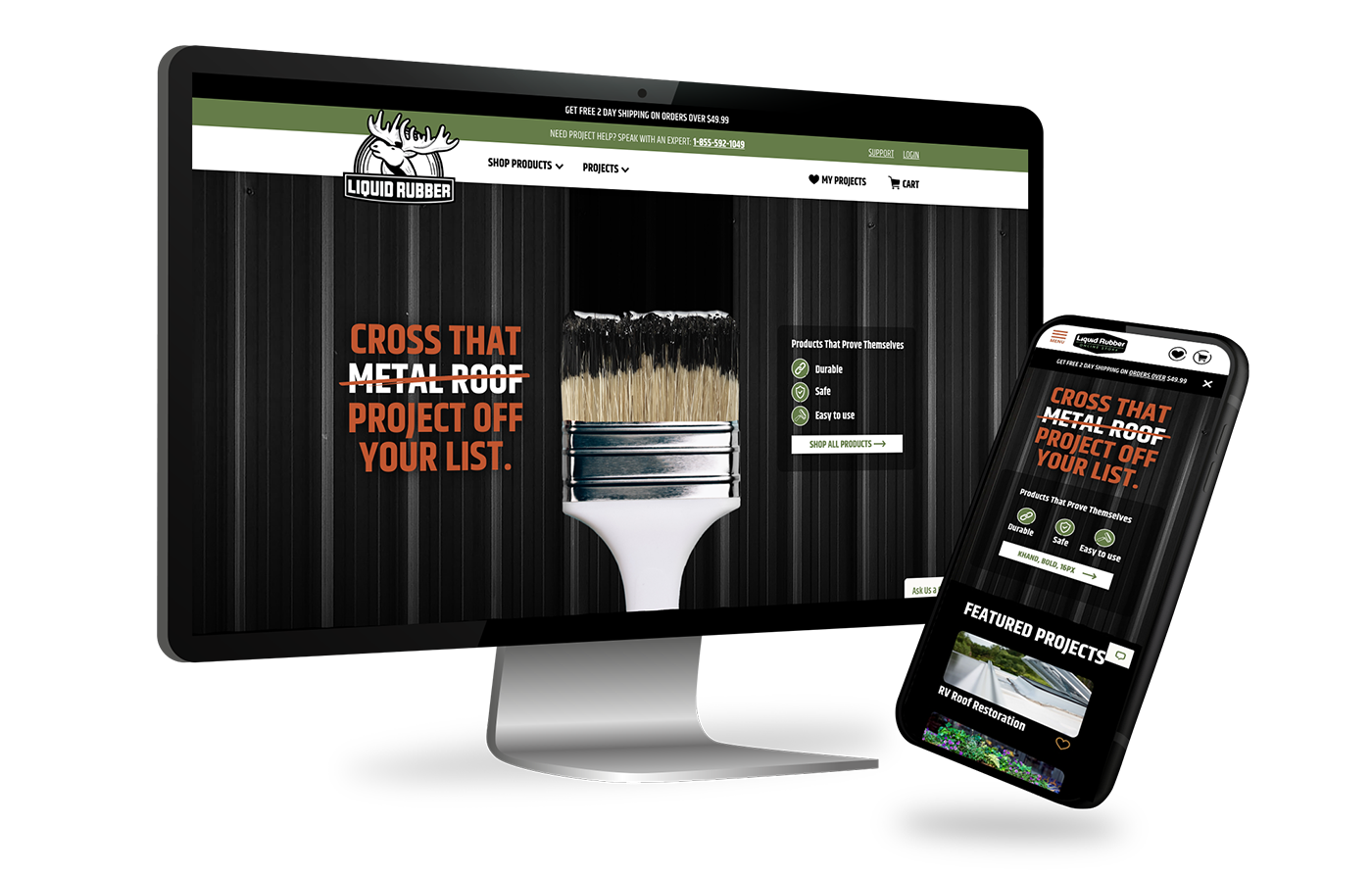 Liquid Rubber website desktop and mobile